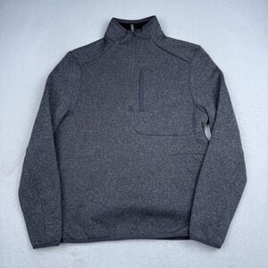 FIGS Pullover Mens Medium Gray 1/4 Zip Long Sleeve Fleece Mock Neck Stretch